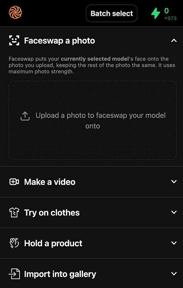 Screenshot of a software interface showing facial editing tools within a photo modification app.