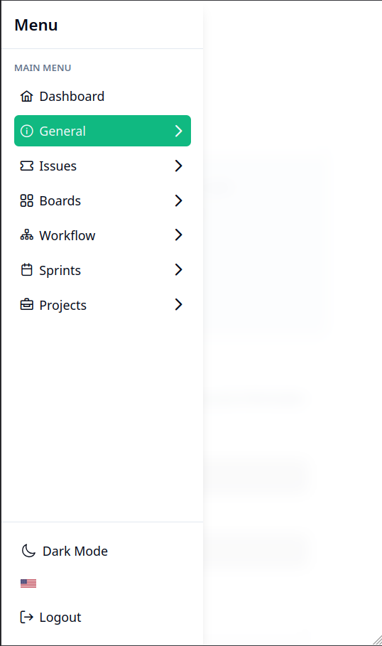 The image displays a mobile menu interface for a task management application.