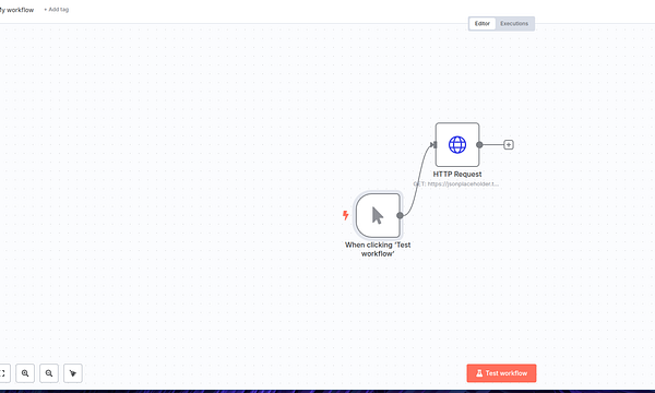 A workflow interface displaying a node-based automation setup.