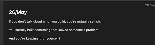 A motivational note emphasizing the importance of sharing one's creations.