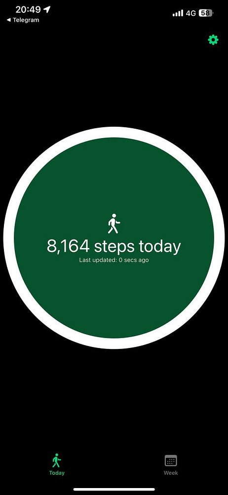 The image displays a step count tracker showing 8,164 steps for the day.