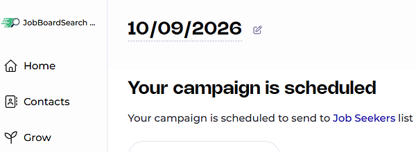User interface showing settings for scheduling a weekly newsletter email with options for timing, recipients, and templates.