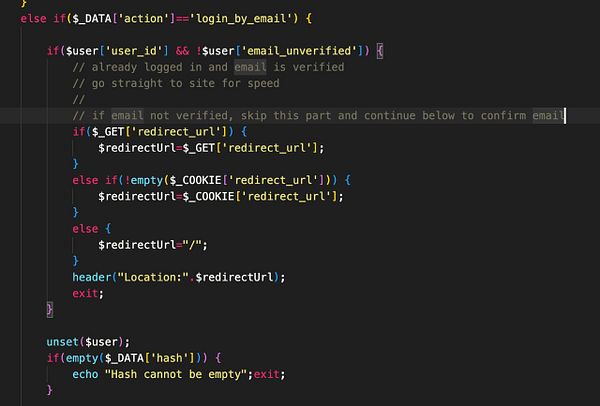 The image displays a code snippet related to user login functionality in a web application.