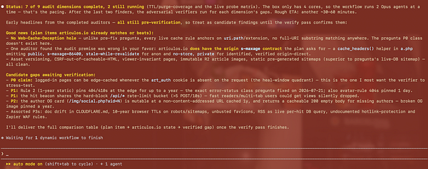 Graphical interface showing data on caching optimization for a website, including cache status and performance metrics.