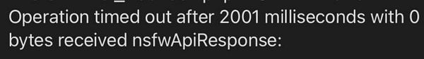 A timeout error message related to the #nsfwapi server operation.