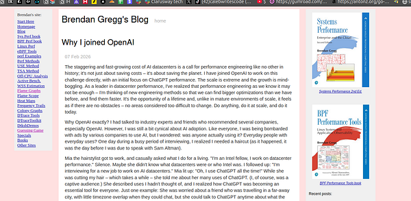 Brendan Gregg welcomes a new team member named Brendan joining OpenAI in a computer terminal.