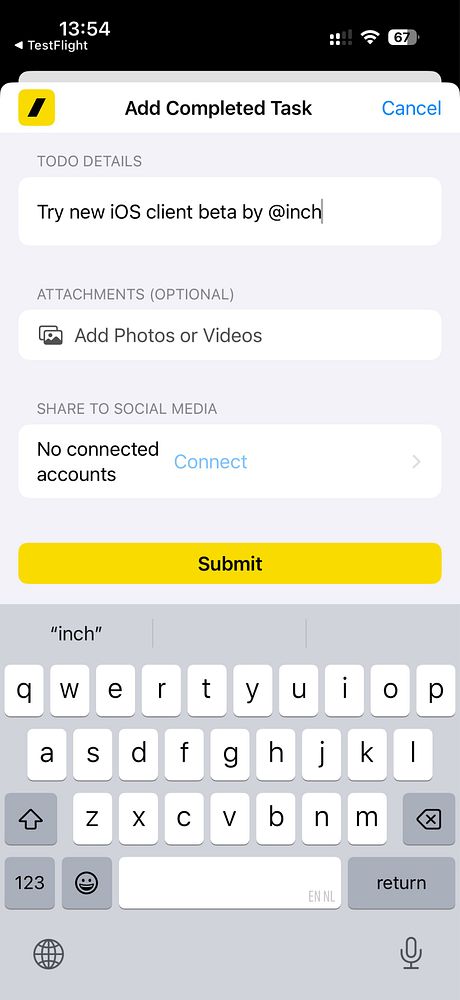 The image displays a mobile interface for completing a task in an app.
