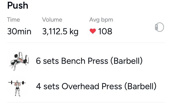Workout tracker app screenshot displaying progress in weight lifting exercises with a navigation menu.