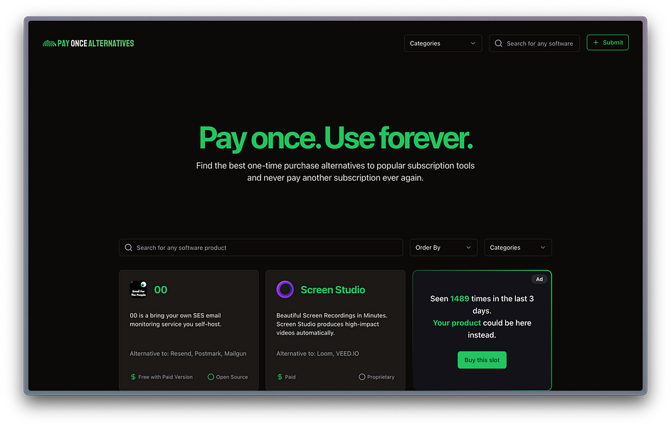 Pay Once Alternatives