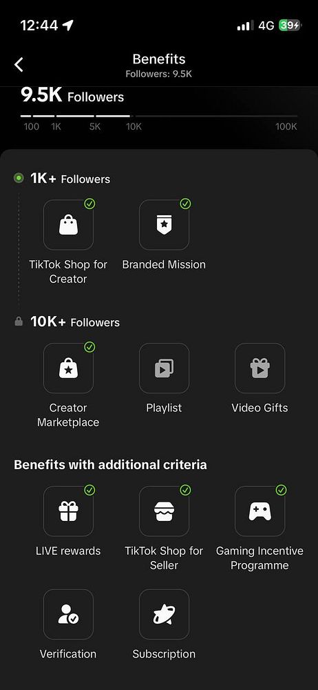 Screenshot of a TikTok profile page showing 9.5K followers, 135 likes, and 124 following for user fajarsiddiqfs.