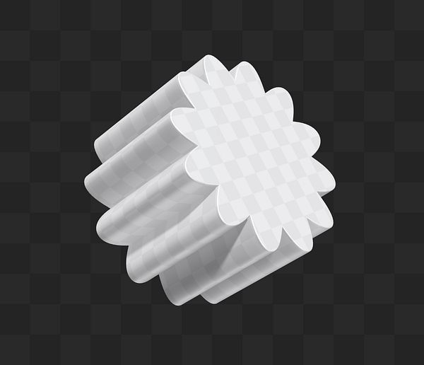 A 3D-rendered object with a floral design on top against a dark checkered background.