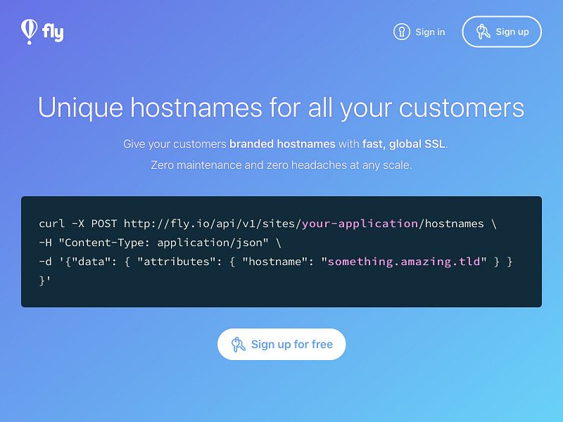 Fly Custom Hostnames API