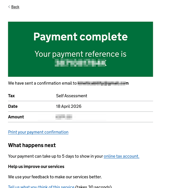 Illustration of a person overwhelmed by numerous green pound signs representing UK tax payments with a confident woman watching nearby.