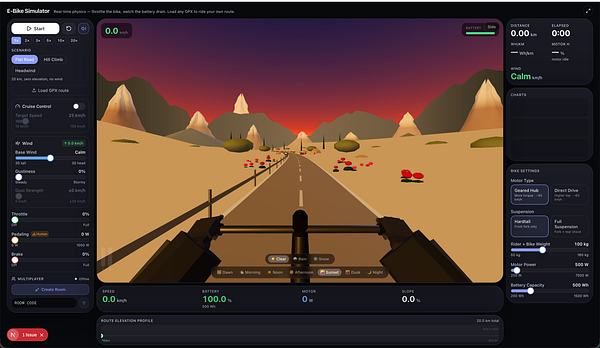 Screenshot of a spreadsheet displaying extensive simulation data related to an e-bike range calculator.
