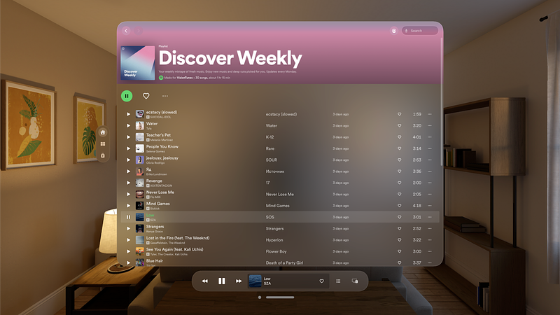 Screenshot of Vision Tunes for Spotify