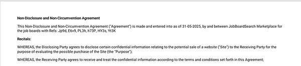 The image displays a Non-Disclosure and Non-Circumvention Agreement document.