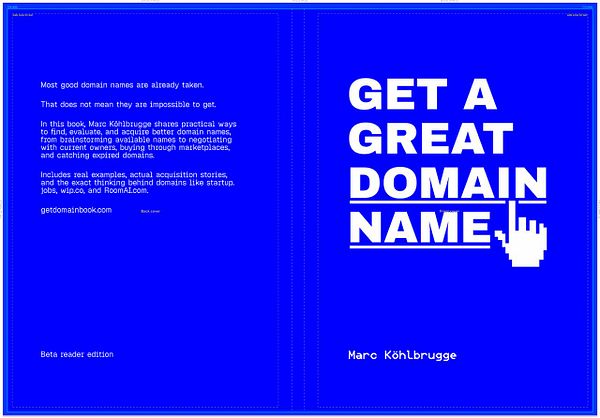 Front and back cover design for a book titled 'Thoughts on Domains' with author and publisher information.