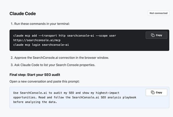 Screenshot of a ChatGPT interface showing a conversation about a starting prompt and an AI search console.
