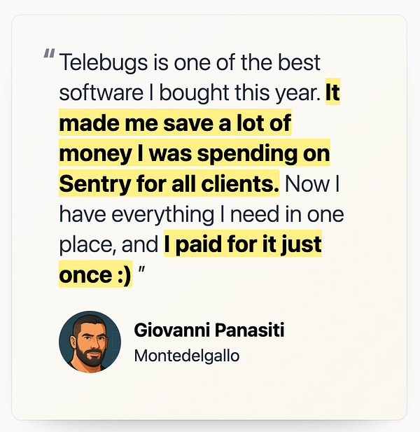 A testimonial highlighting the benefits of the Telebugs software.