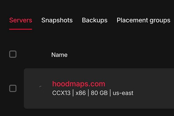 Screenshot of the Hetzner cloud server creation dashboard with a VPS configuration summary.