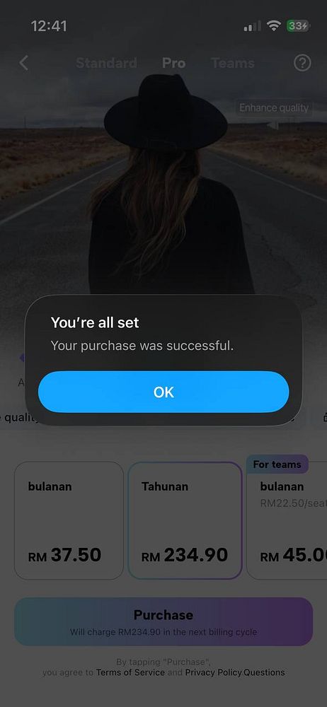 A smartphone screen displaying the CapCut app interface with a subscription promotion for CapCut Pro.