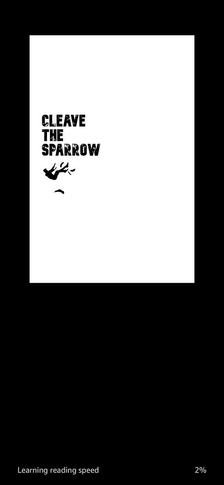 The image features the cover of a book titled 'Cleave the Sparrow'.