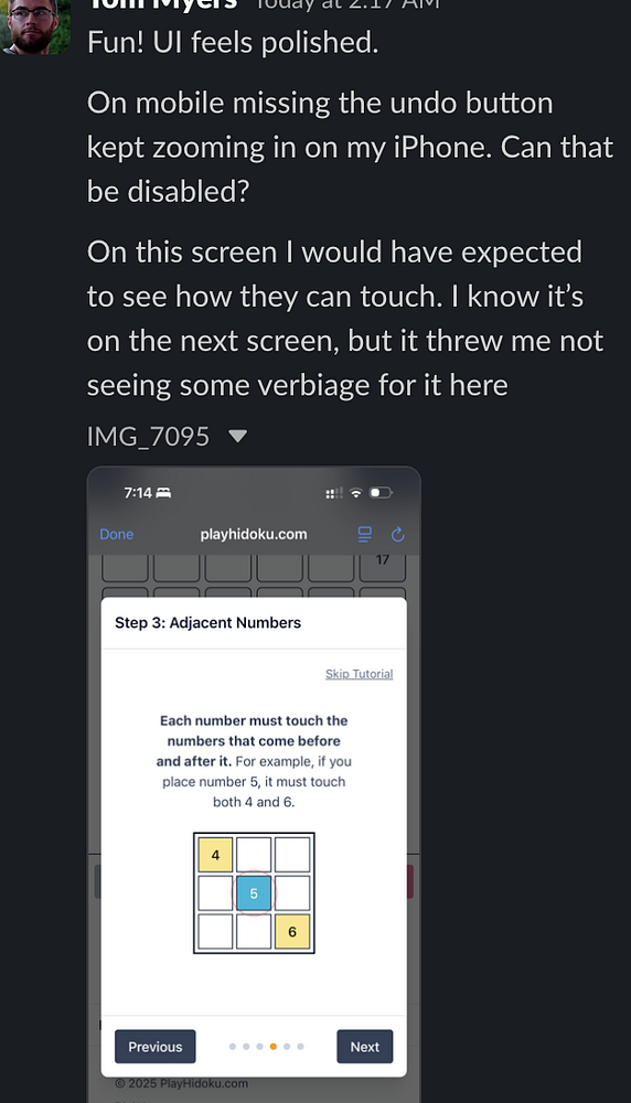 A mobile interface displaying a tutorial screen for a game called Hidoku.