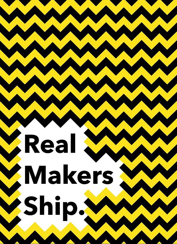 A poster design concept featuring a bold zigzag pattern with text overlay.