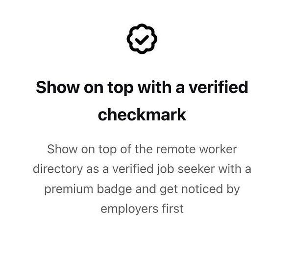 The image promotes a feature for verified job seekers in a remote worker directory.