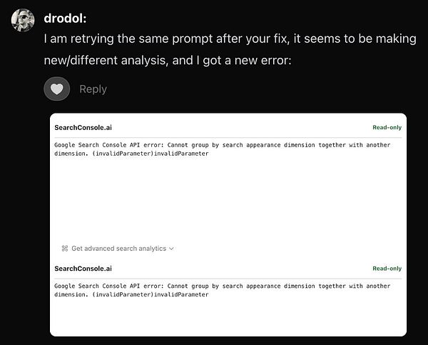 Screenshot of a Google Search Console interface showing zero coverage issues and inspection results for a web page URL.