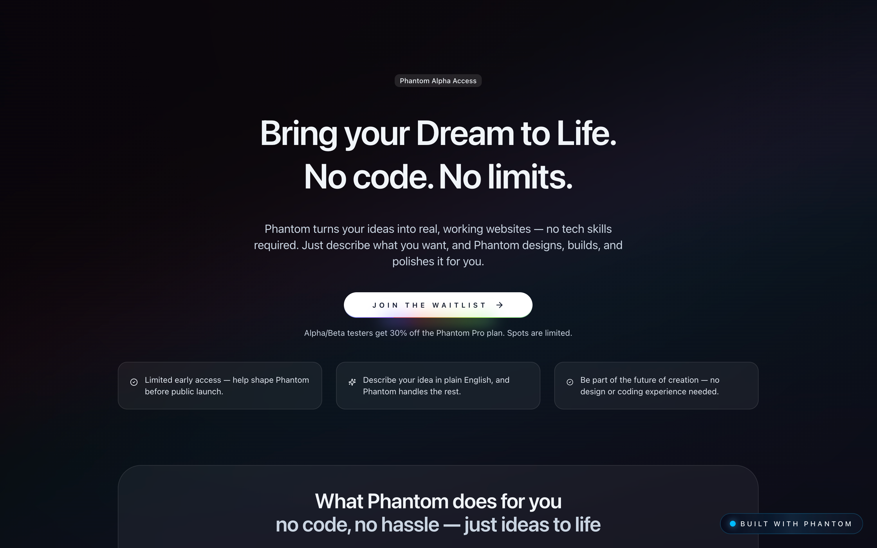 Phantom: AI website builder that brings your ideas to life | BetaList