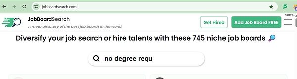 Screenshot of a LinkedIn job posting search with several job board listings filtered by 'job boards'.