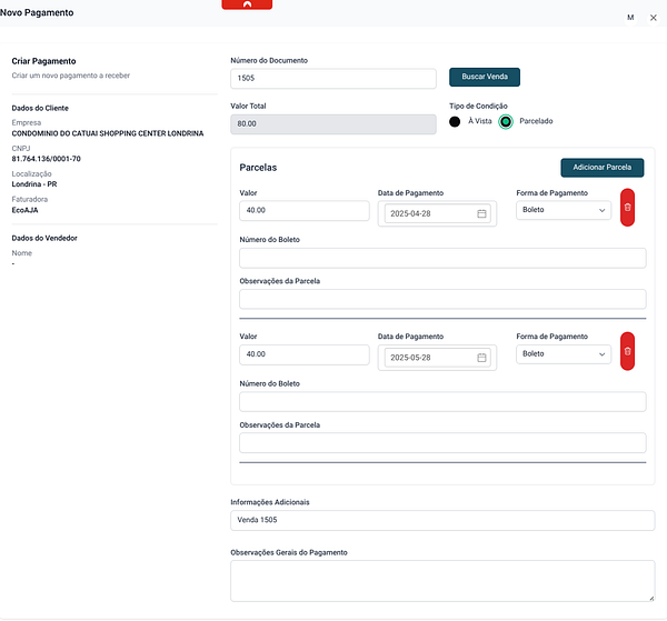 The image displays a payment management interface for processing a payment.