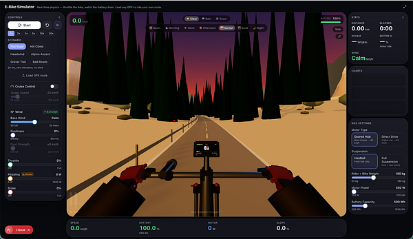 A wireframe UI design sketch for an e-bike range calculator app.