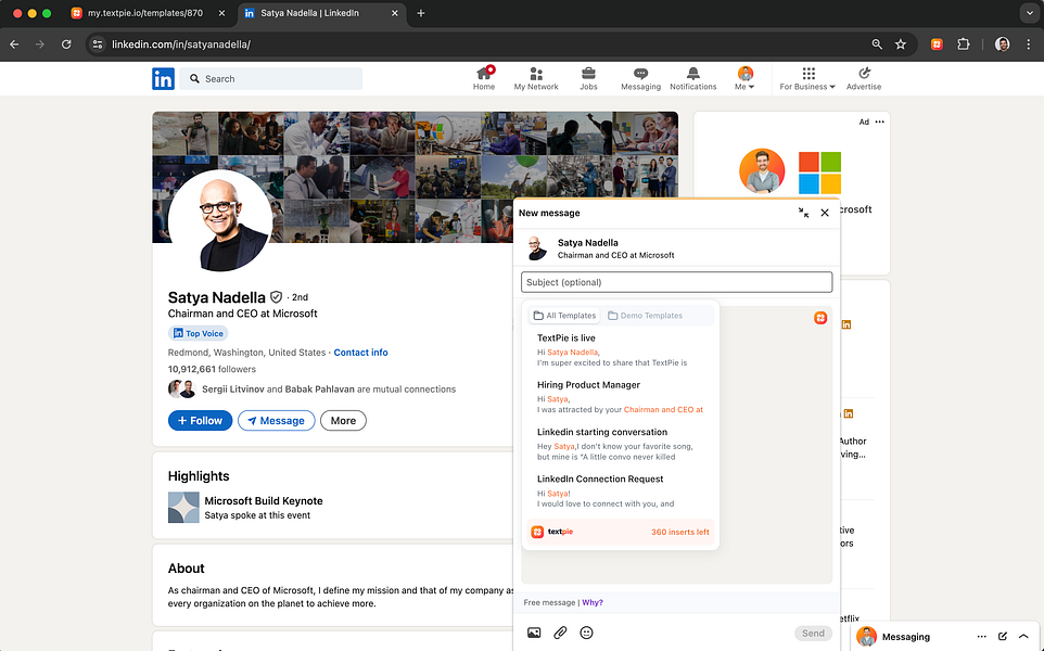 TextPie: Create and Insert Templates