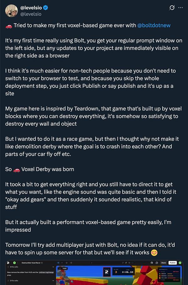 Screenshot of a voxel-based game titled 'Voxel Derby' showing a race track with player scores and game interface elements.