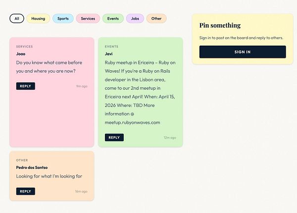 Screenshot of a mobile app interface showing a 'My Boards' page with a board named 'STUDIO' and a prompt to create a new board.