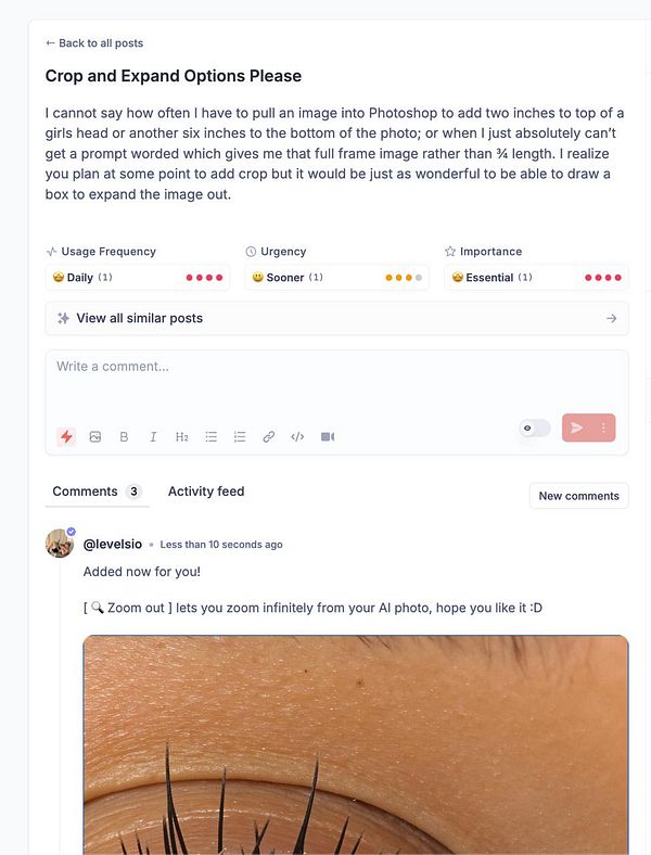 A close-up image of an eye with prominent eyelashes and skin texture.