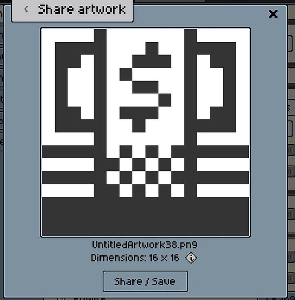 A pixel art representation of a dollar sign within a stylized cash design.