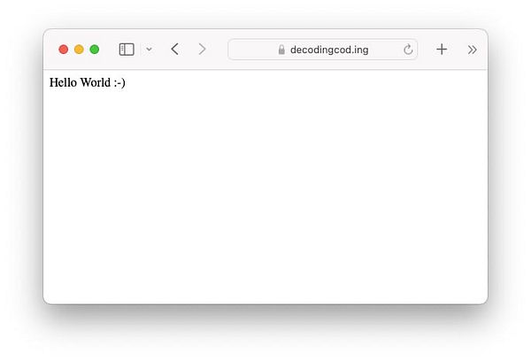 A web browser displaying a simple PHP page with a greeting message.