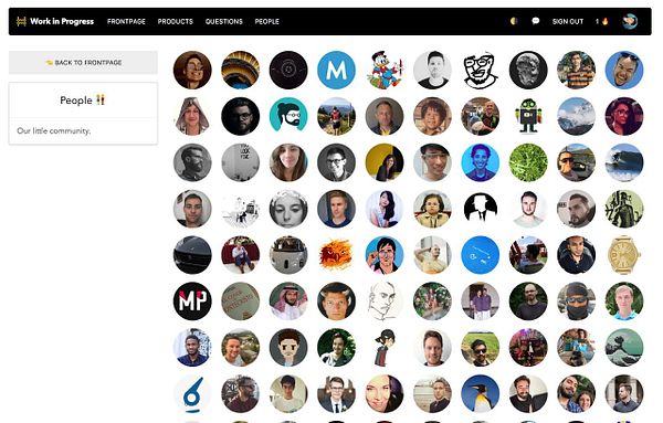 The image shows a webpage with a grid of user profile pictures representing a community directory.