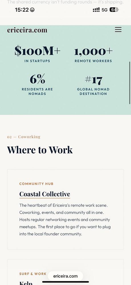 A digital illustration promoting Ericeira's community of indie hackers and AI builders with playful coding visuals and a website UI mockup.