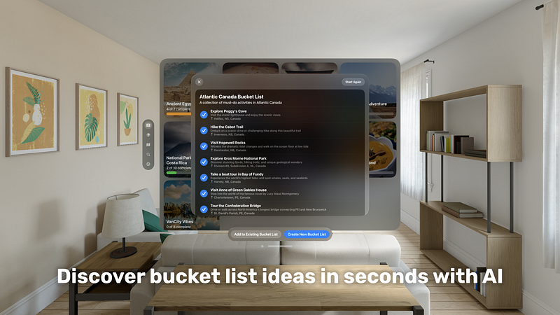 Screenshot of Söka: AI Bucket List Generator
