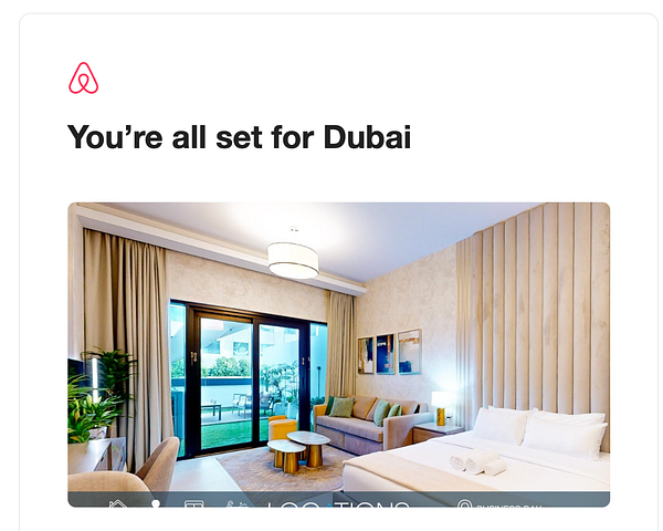 A stylish Airbnb accommodation in Dubai featuring a modern living space.