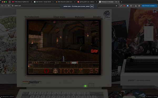 Screenshot of a Windows Terminal session showing an active msdosbox emulator running Quake setup with LAN configuration prompts and commands.