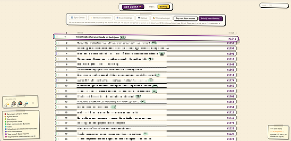 Screenshot of a web application showcasing a backlog management tool interface with a sidebar and main content area.