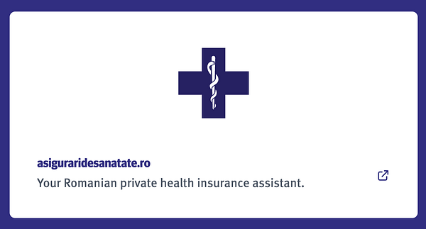 The image features a logo for a Romanian health insurance assistant website.
