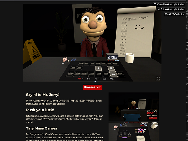 A digital game interface featuring a character named Mr. Jerry in a playful card game setting.