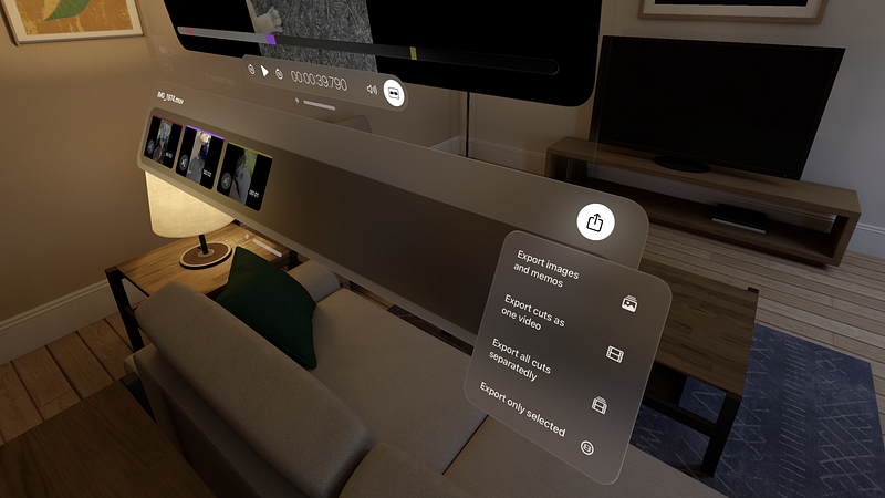 Screenshot of Cuts for Vision Pro