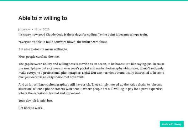 A minimalist framed artwork featuring the quote 'Able To ≠ Willing To' in black on a beige background.